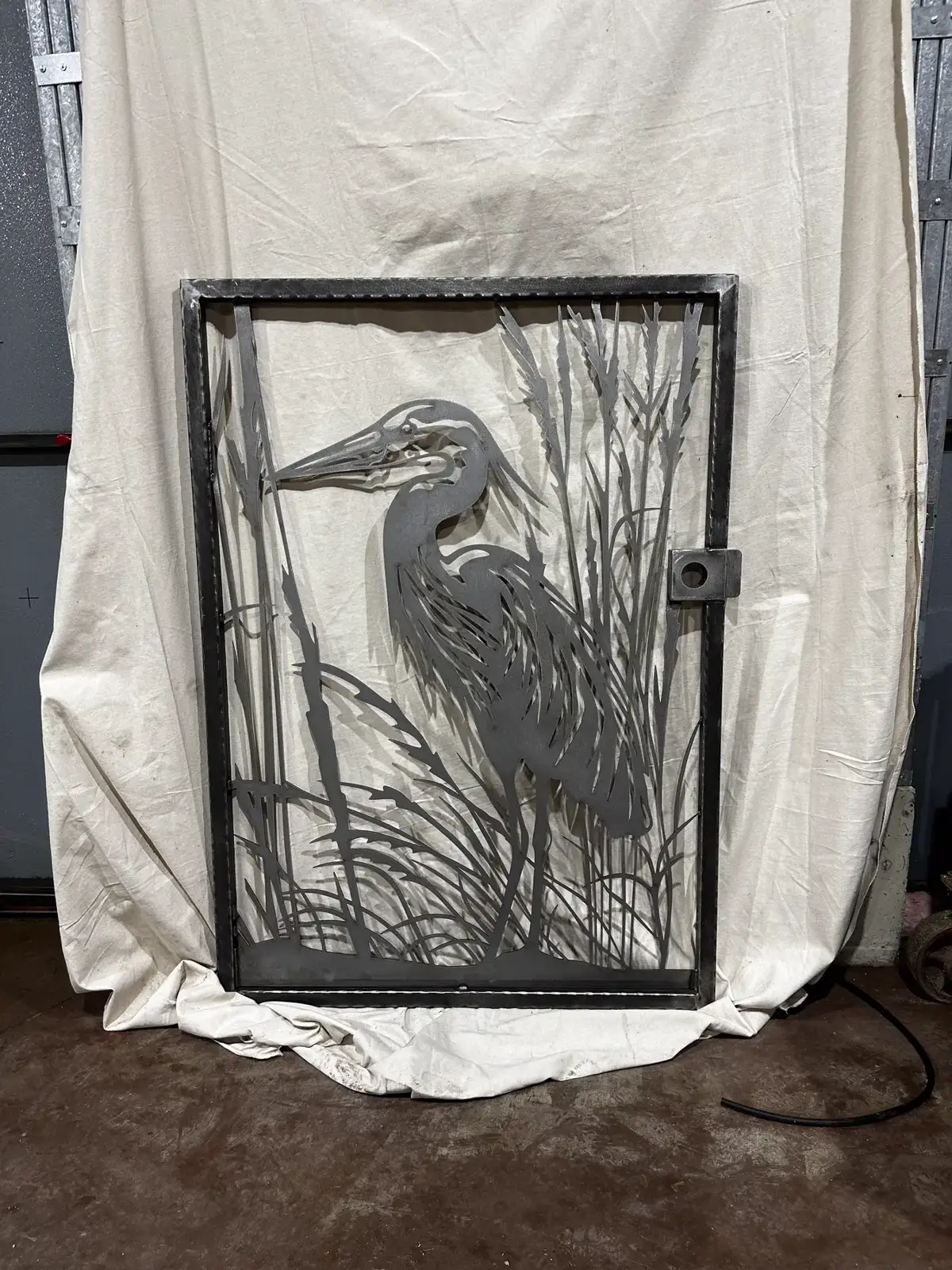 Laser-cut heron panel