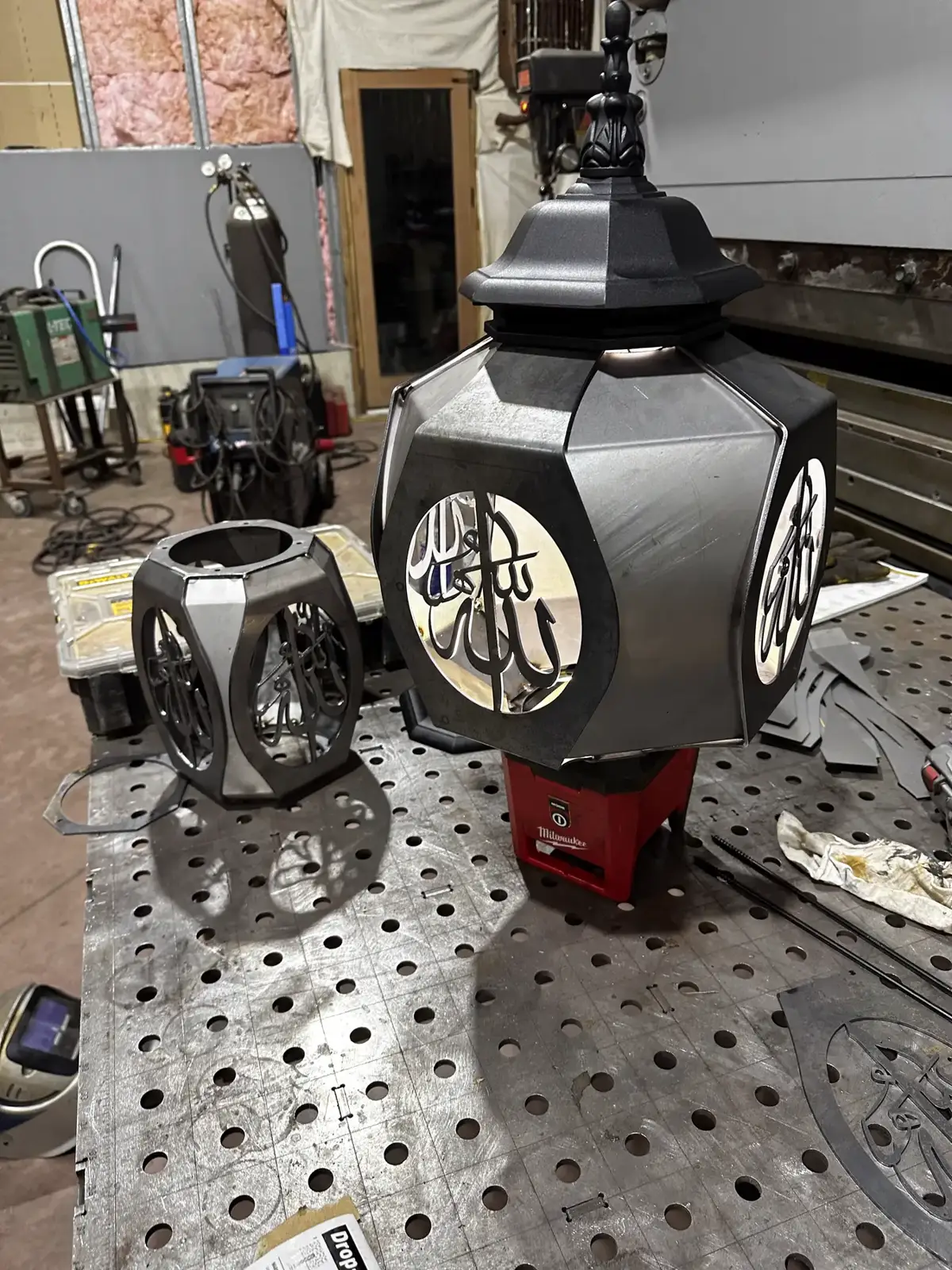 Laser-cut steel lanterns