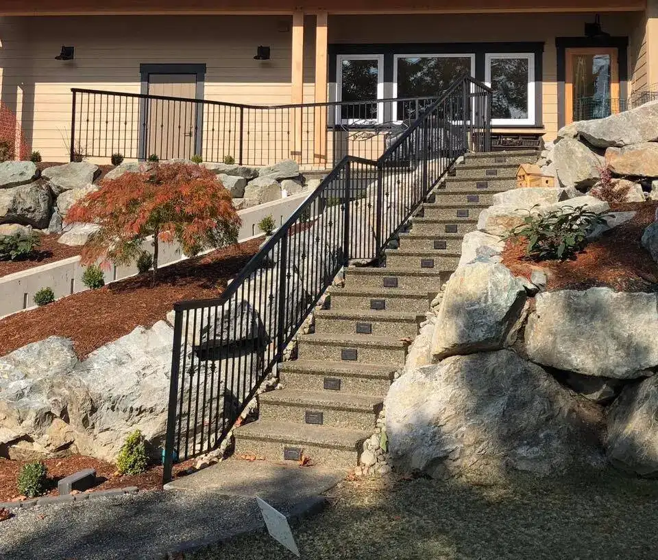 Rock garden stair rail